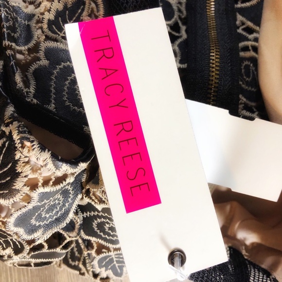 NEW Tracy Reese Black Lace Flared Inset Dress - Picture 6 of 8